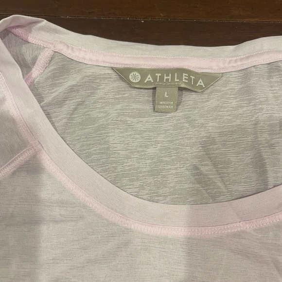 NWT ATHLETA pink Short sleeved women’s vapor top size large - Picture 5 of 7